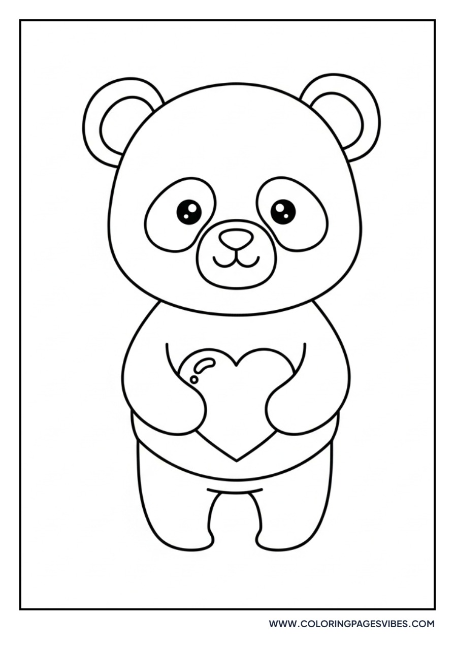 Kawaii Panda Holding Heart