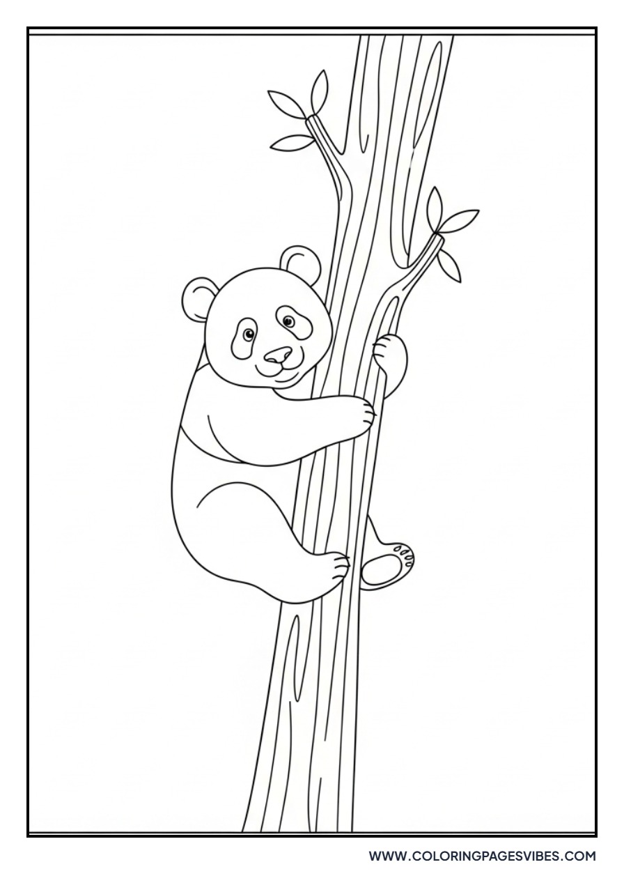 Panda Climbing Bamboo Tree