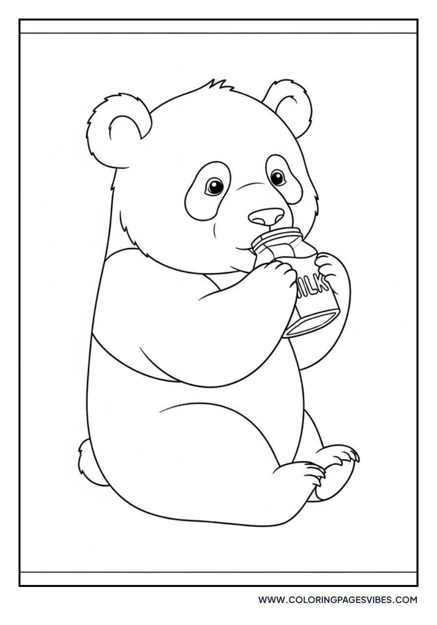 Panda Drinking Milk