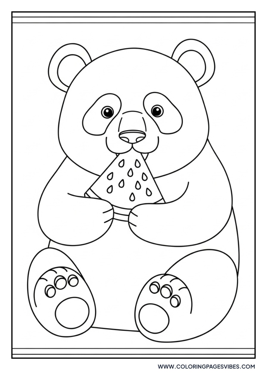 Panda Eating Watermelon