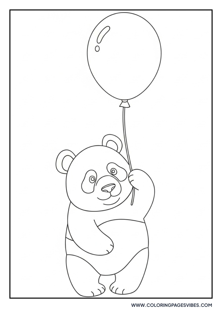 Panda Holding a Balloon