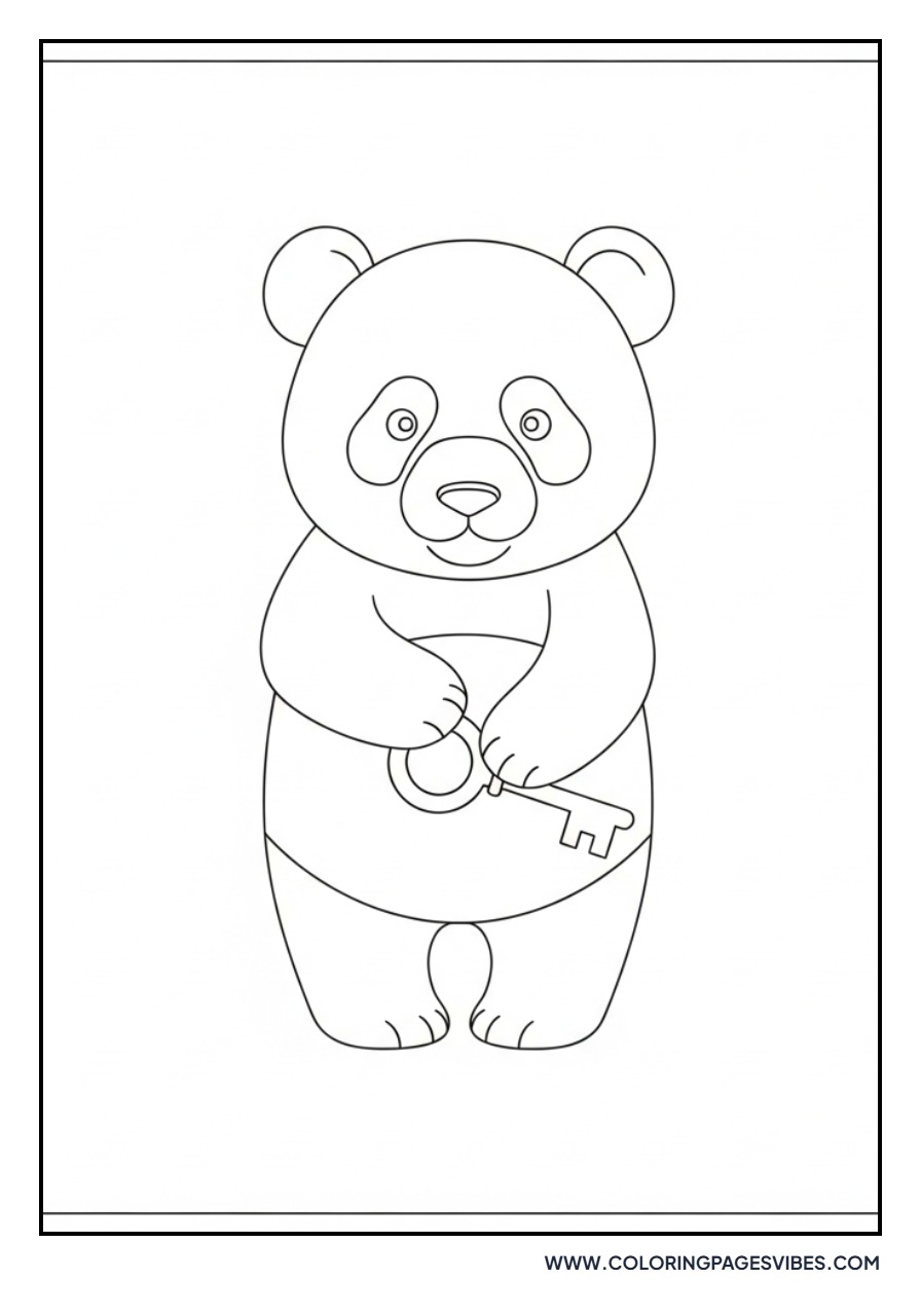 Panda Holding a Large Key