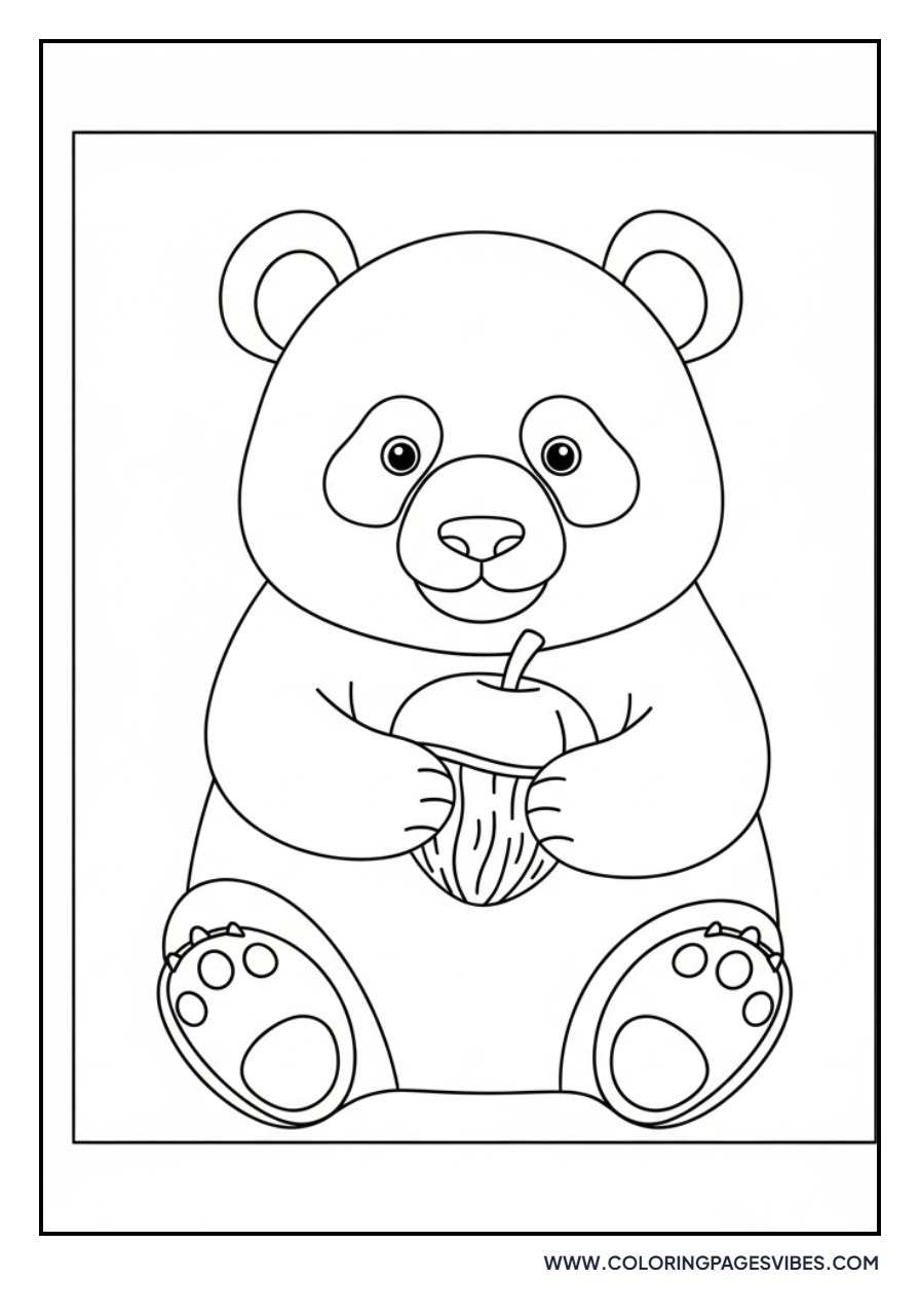 Panda Holding a Large Nut