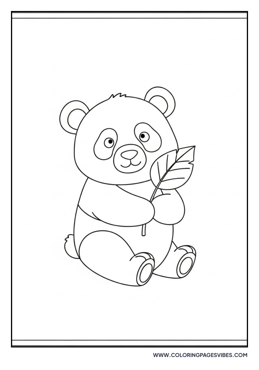 Panda Holding a Leaf