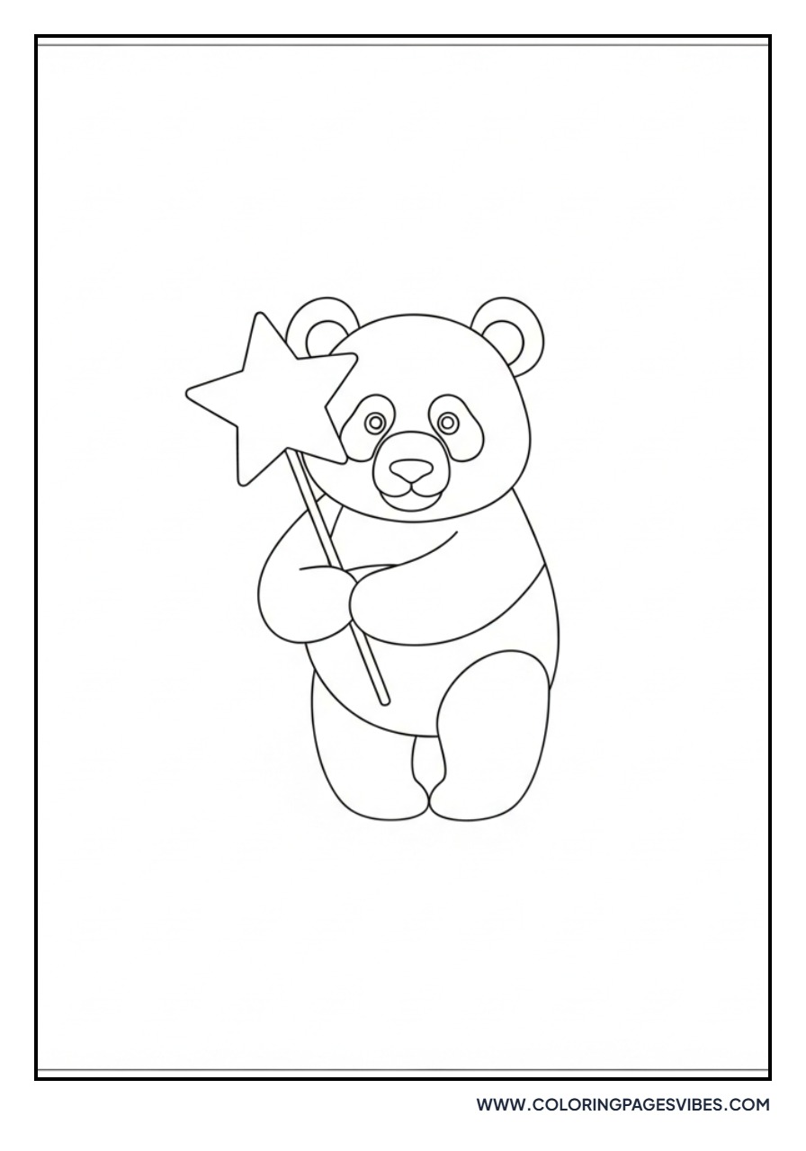Panda Holding a Star
