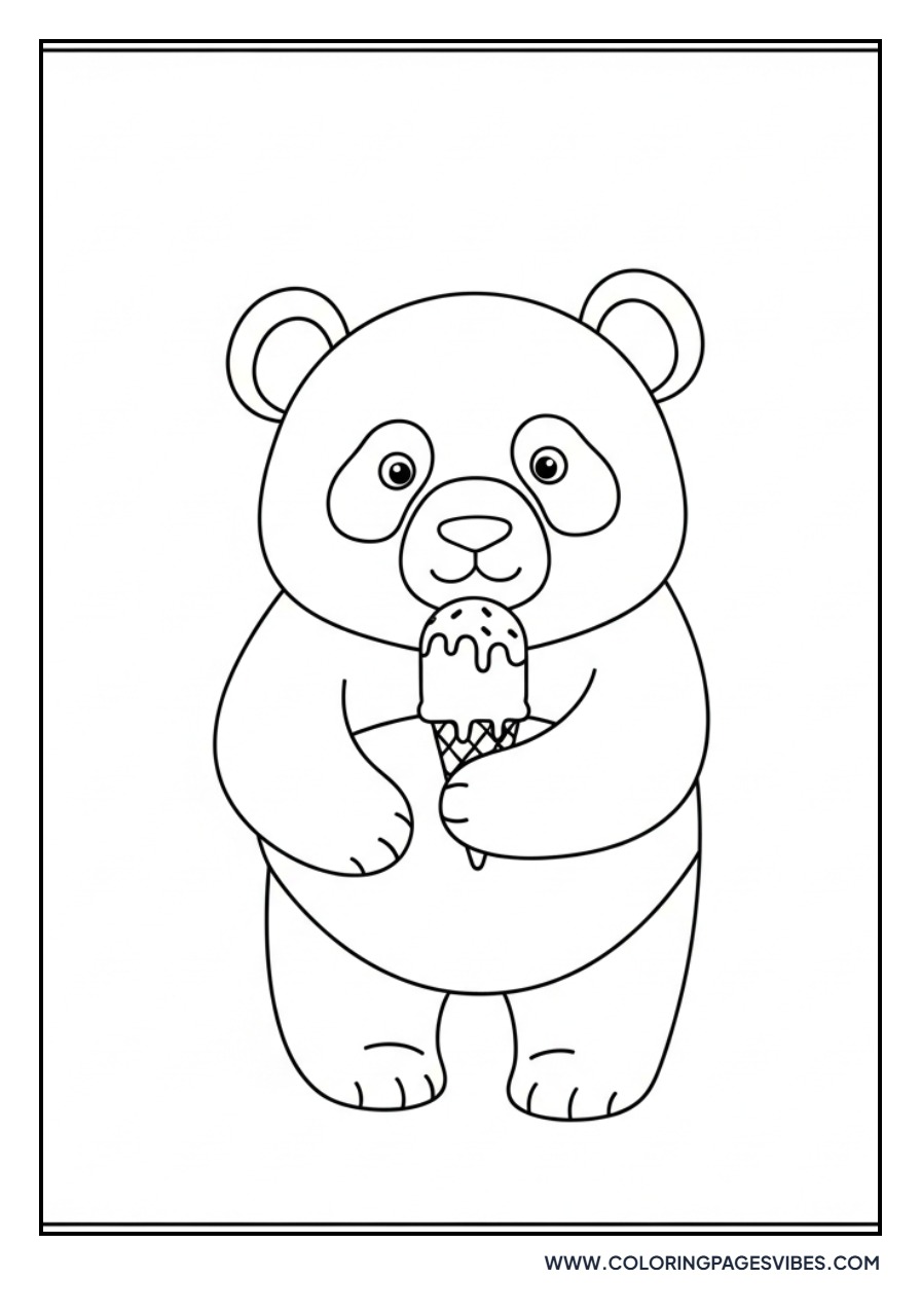 Panda Holding an Ice Cream