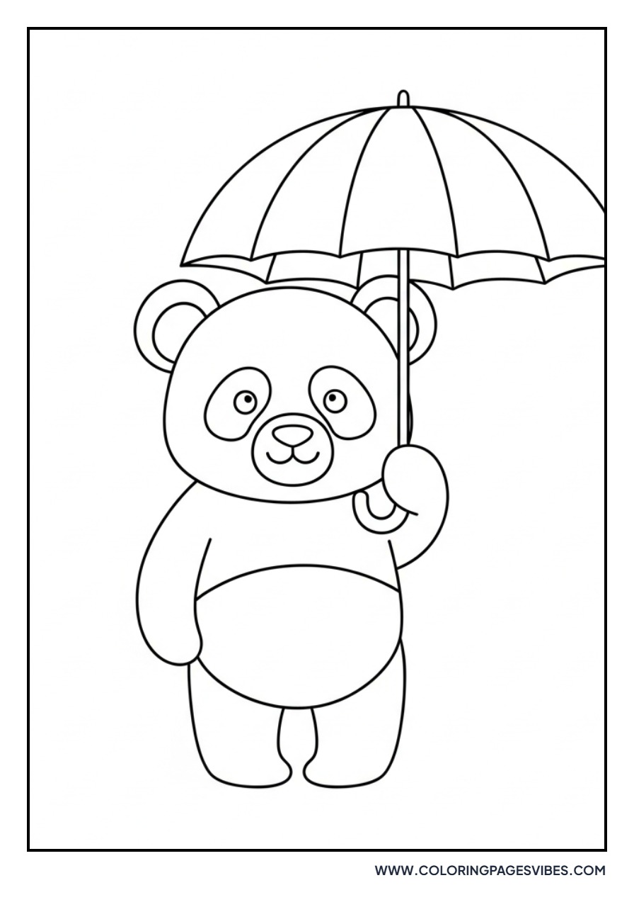 Panda Holding an Umbrella