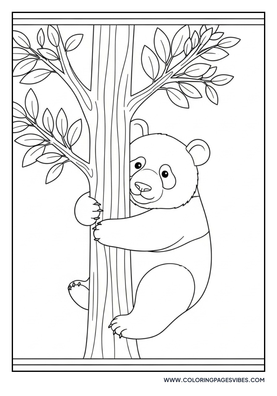 Panda Hugging a Tree Trunk