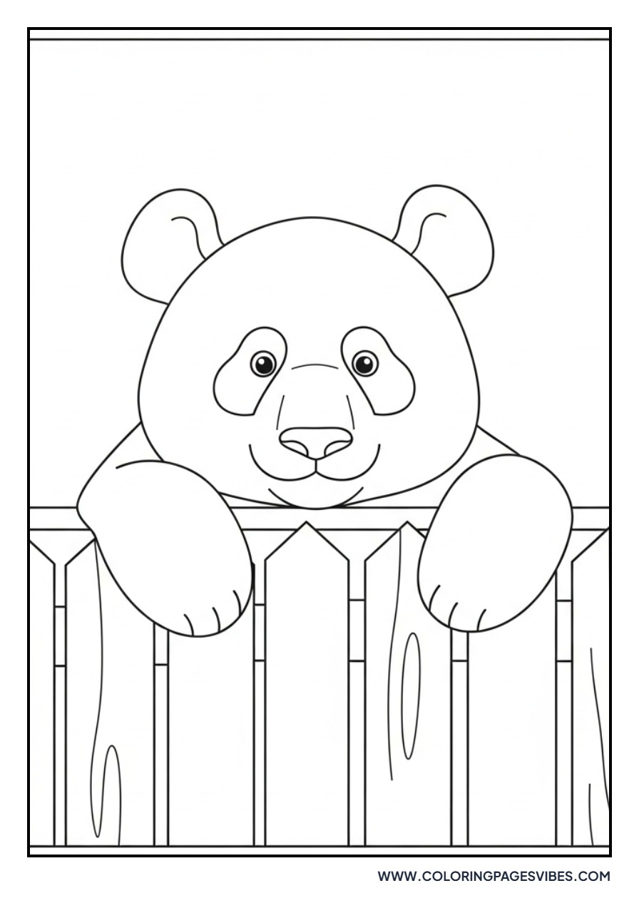 Panda Peeking Over a Fence