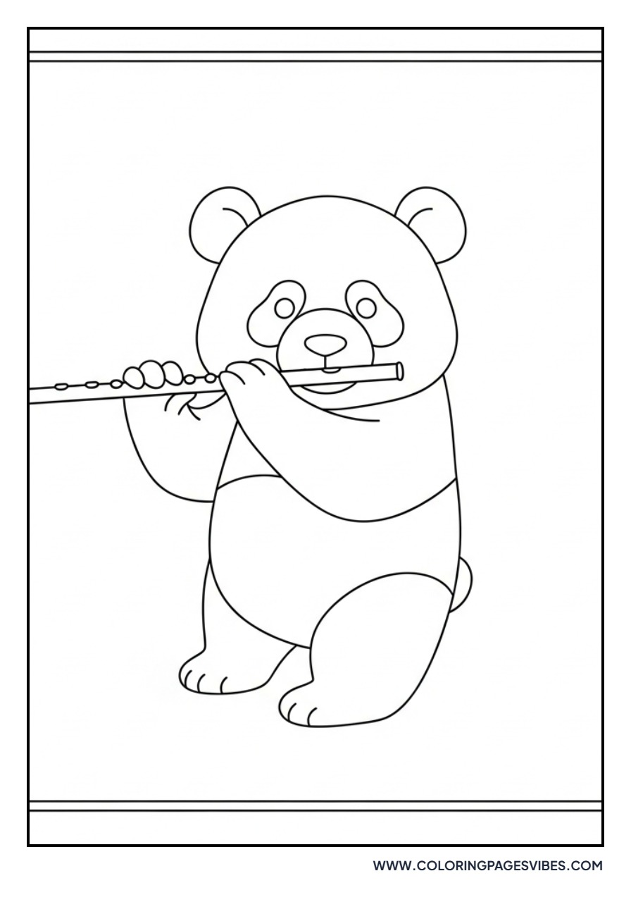 Panda Playing a Flute