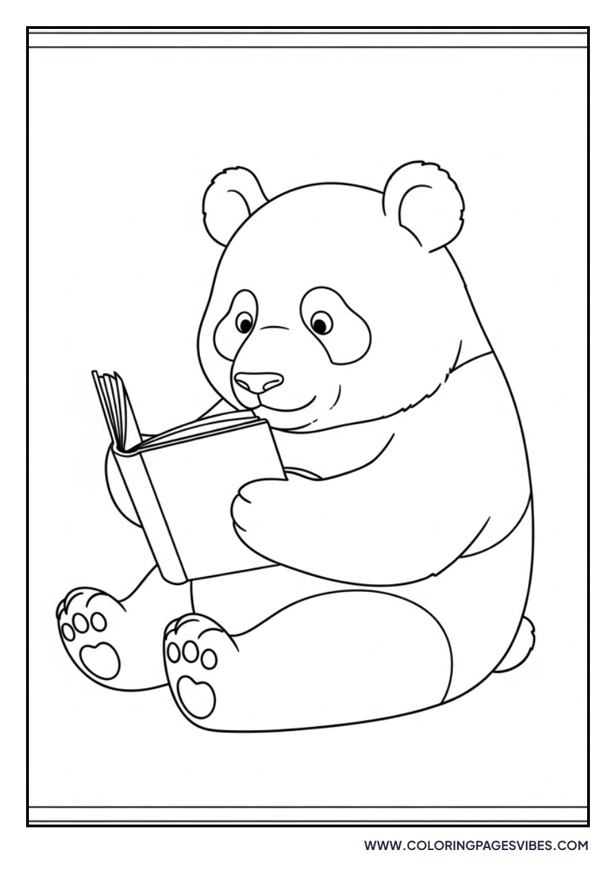 Panda Reading a Book