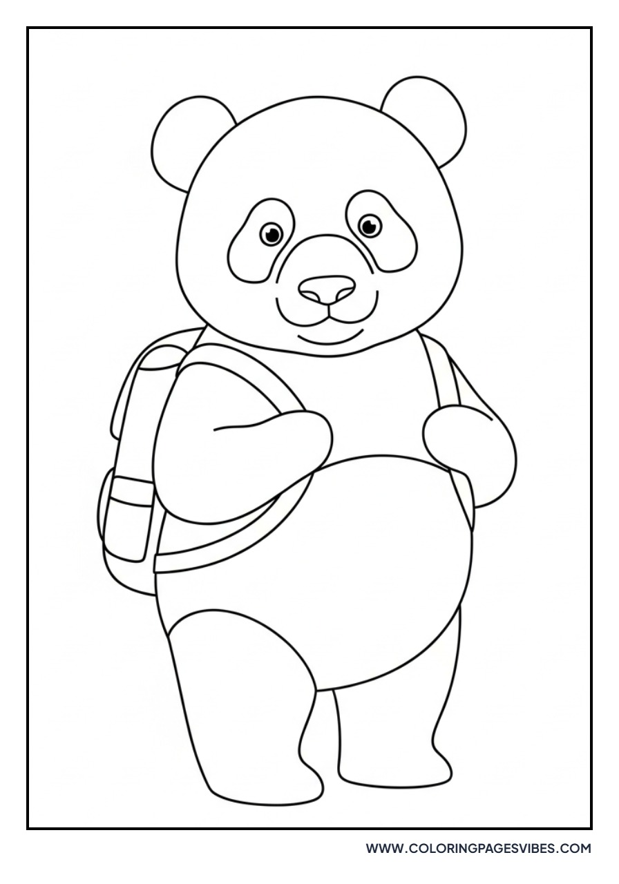 Panda Wearing Backpack