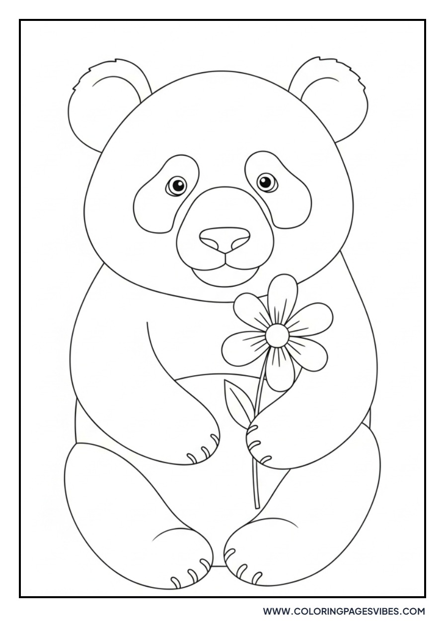 Panda with a Flower