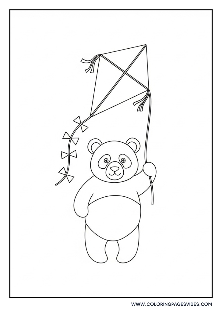 Panda with a Kite