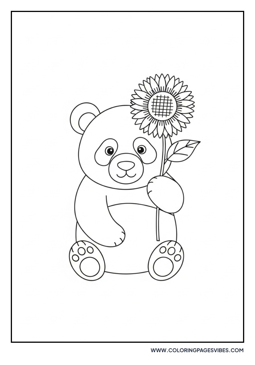 Panda with a Sunflower