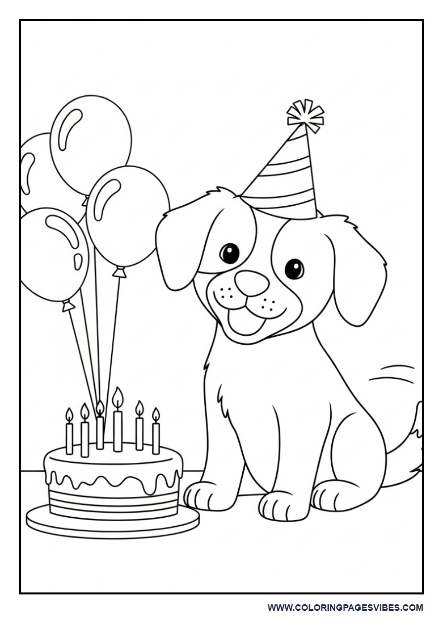 Birthday Puppy with Cake