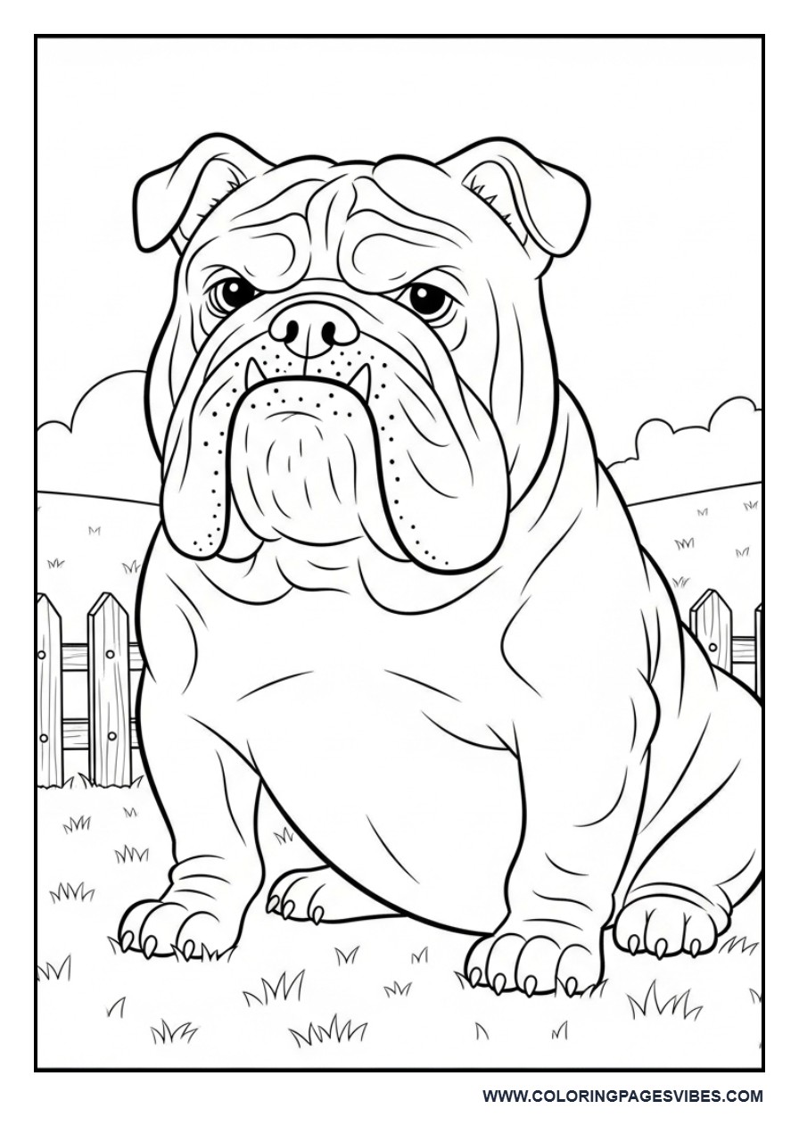 Bulldog Sitting with Smile