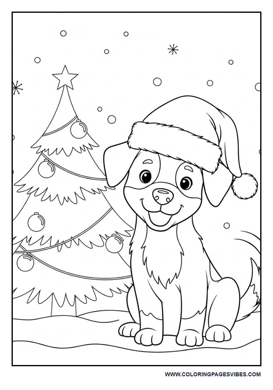 Christmas Dog with Santa Hat