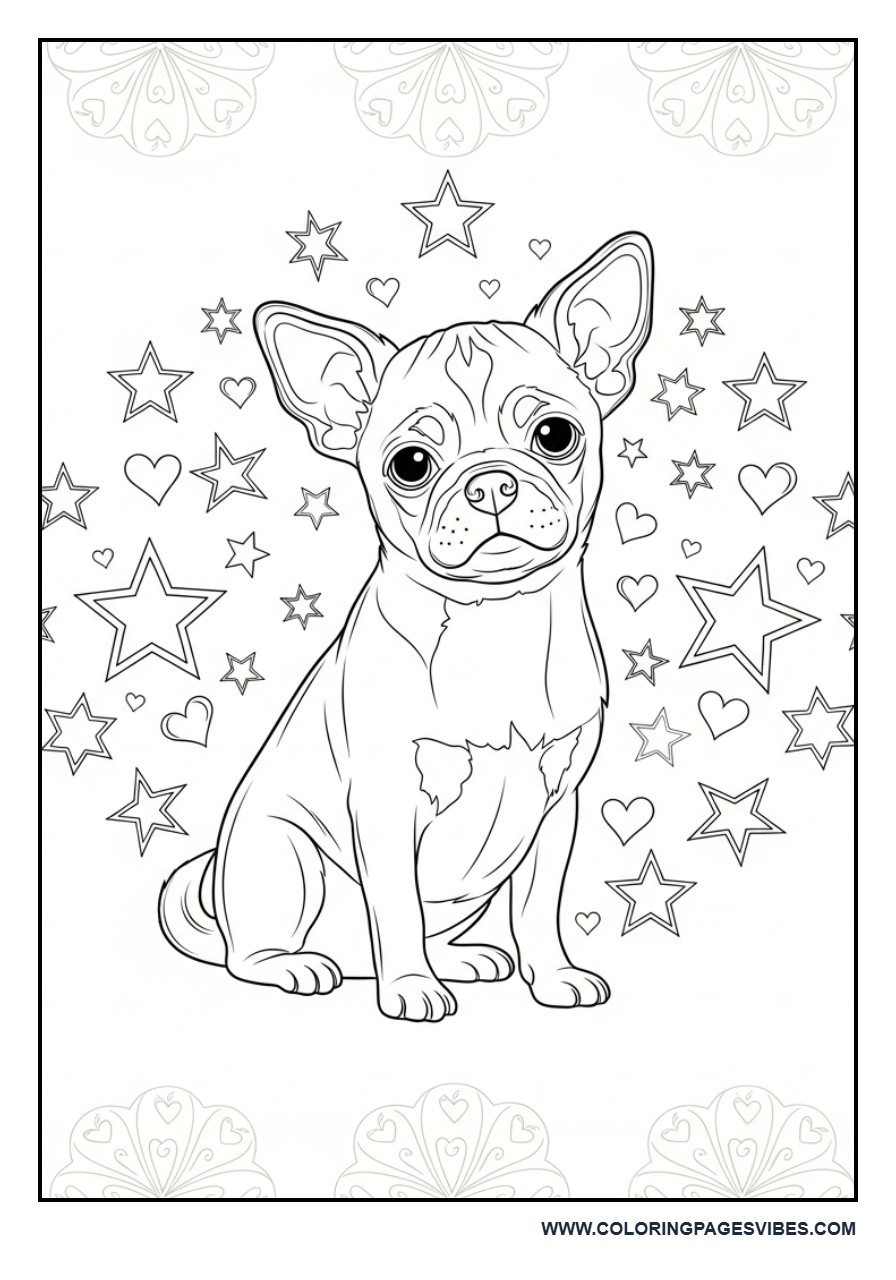 Cute Dog Surrounded by Patterns