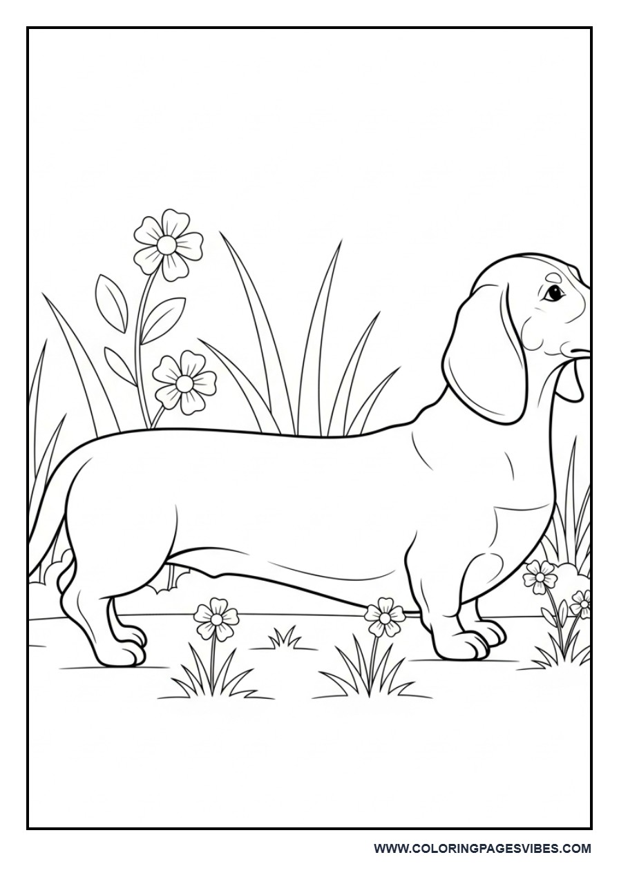 Dachshund Dog in Garden