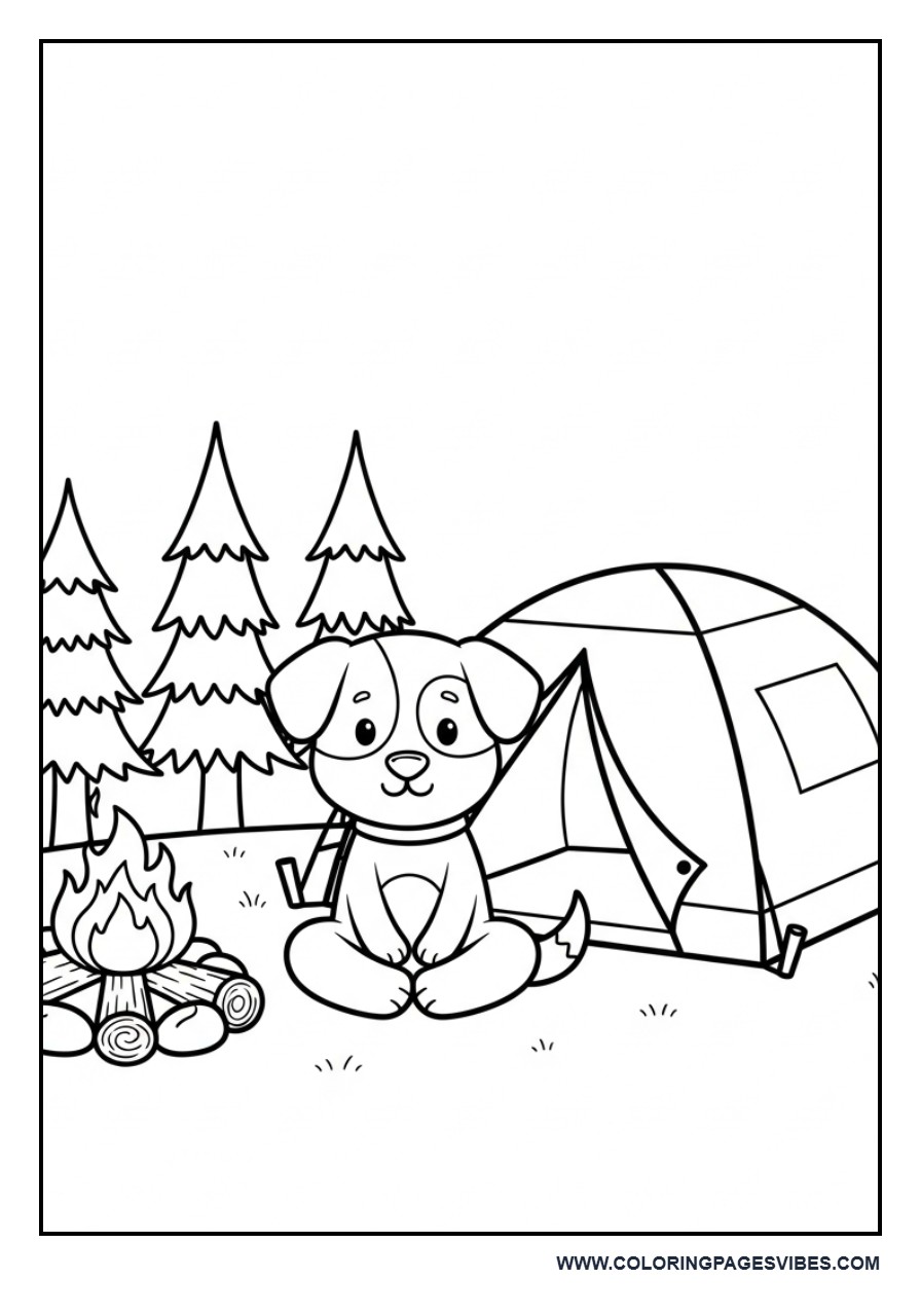 Dog Camping Scene