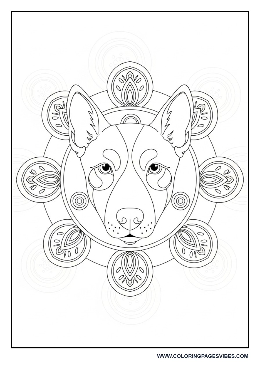 Dog Face Simple Mandala