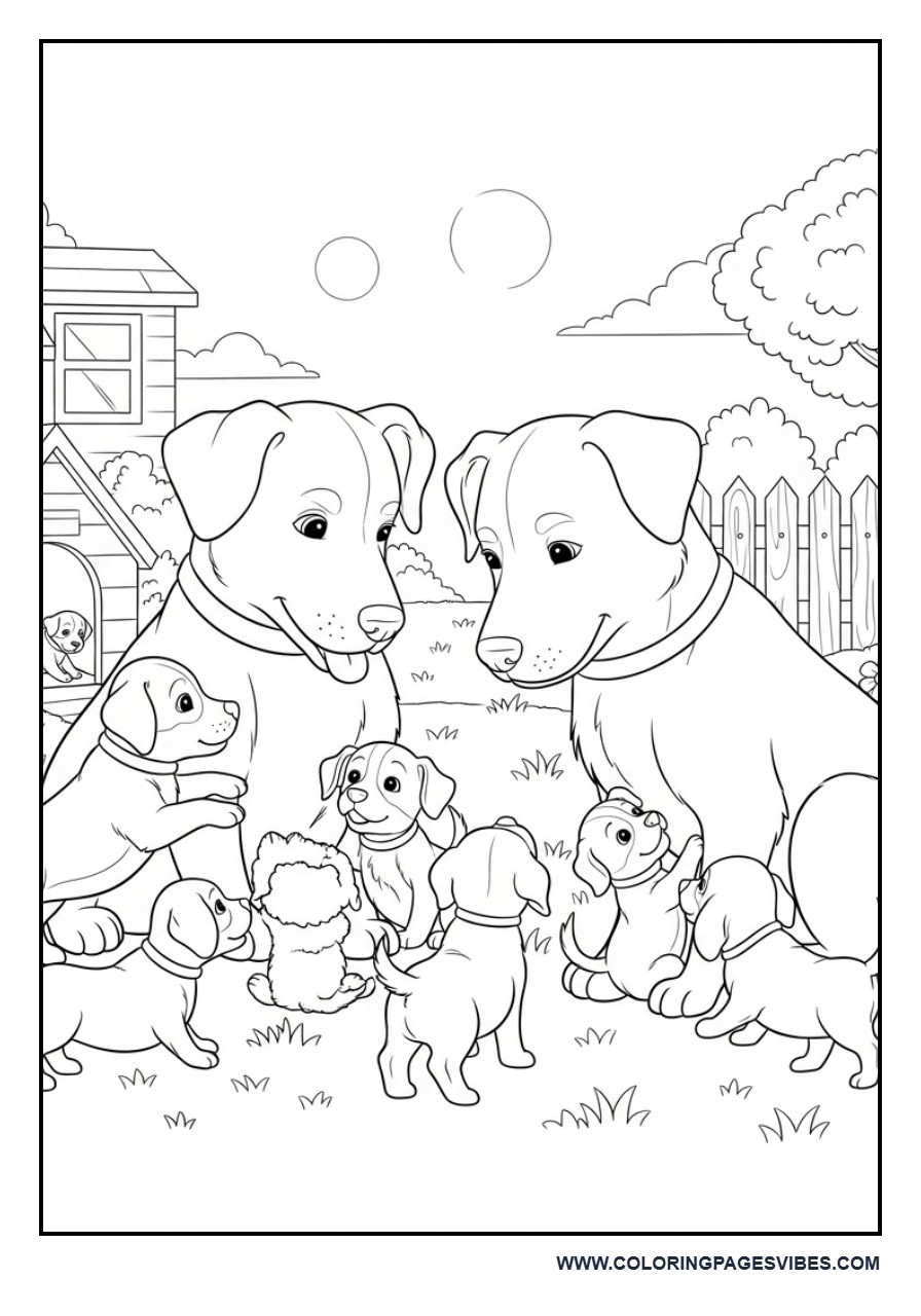 Dog Family Scene