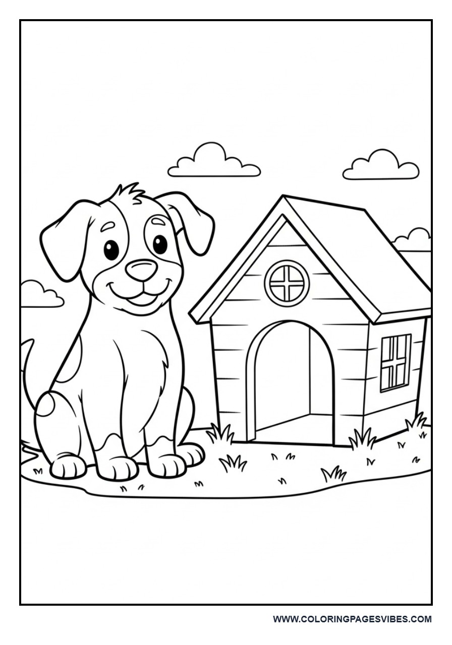 Dog Near Small House