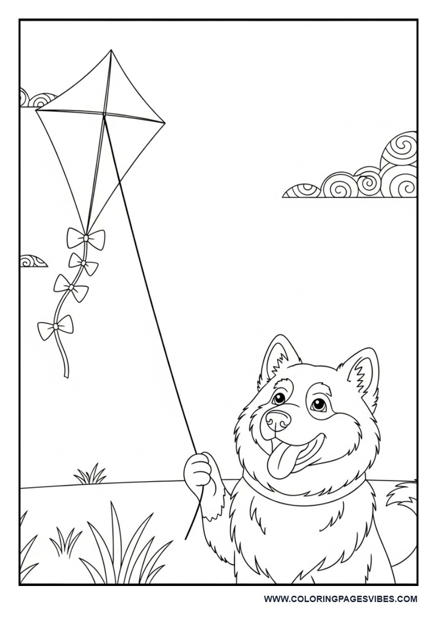 Dog Playing with Kite