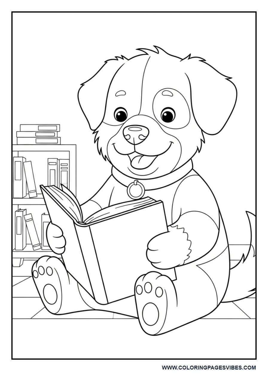 Dog Reading a Book