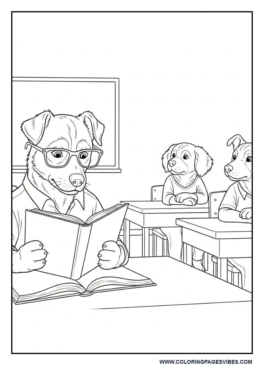 Dog School Classroom Scene