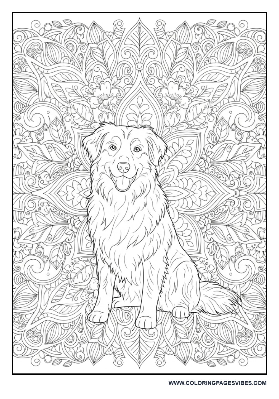 Dog with Decorative Pattern Background