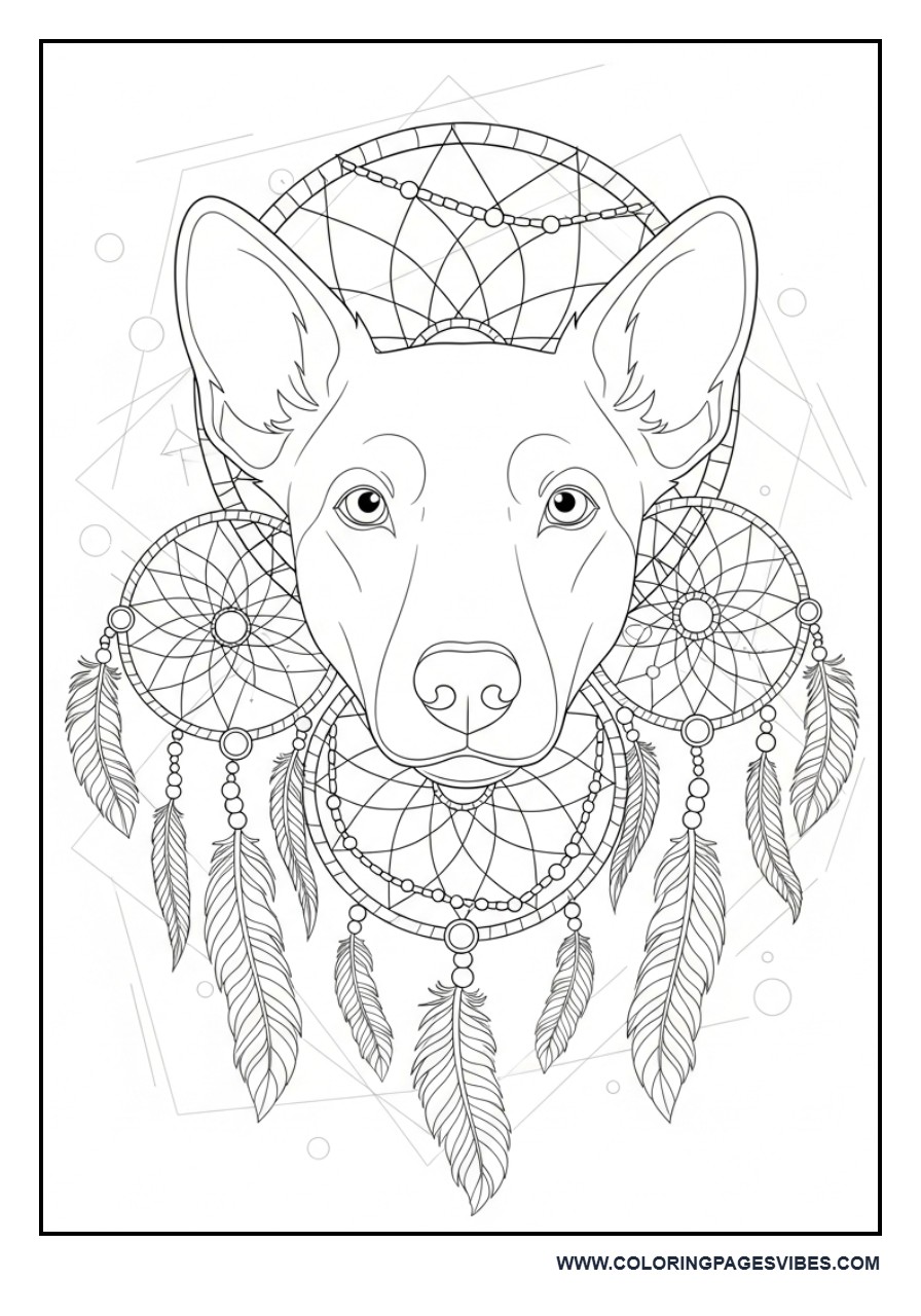 Dog with Dream Catcher Design