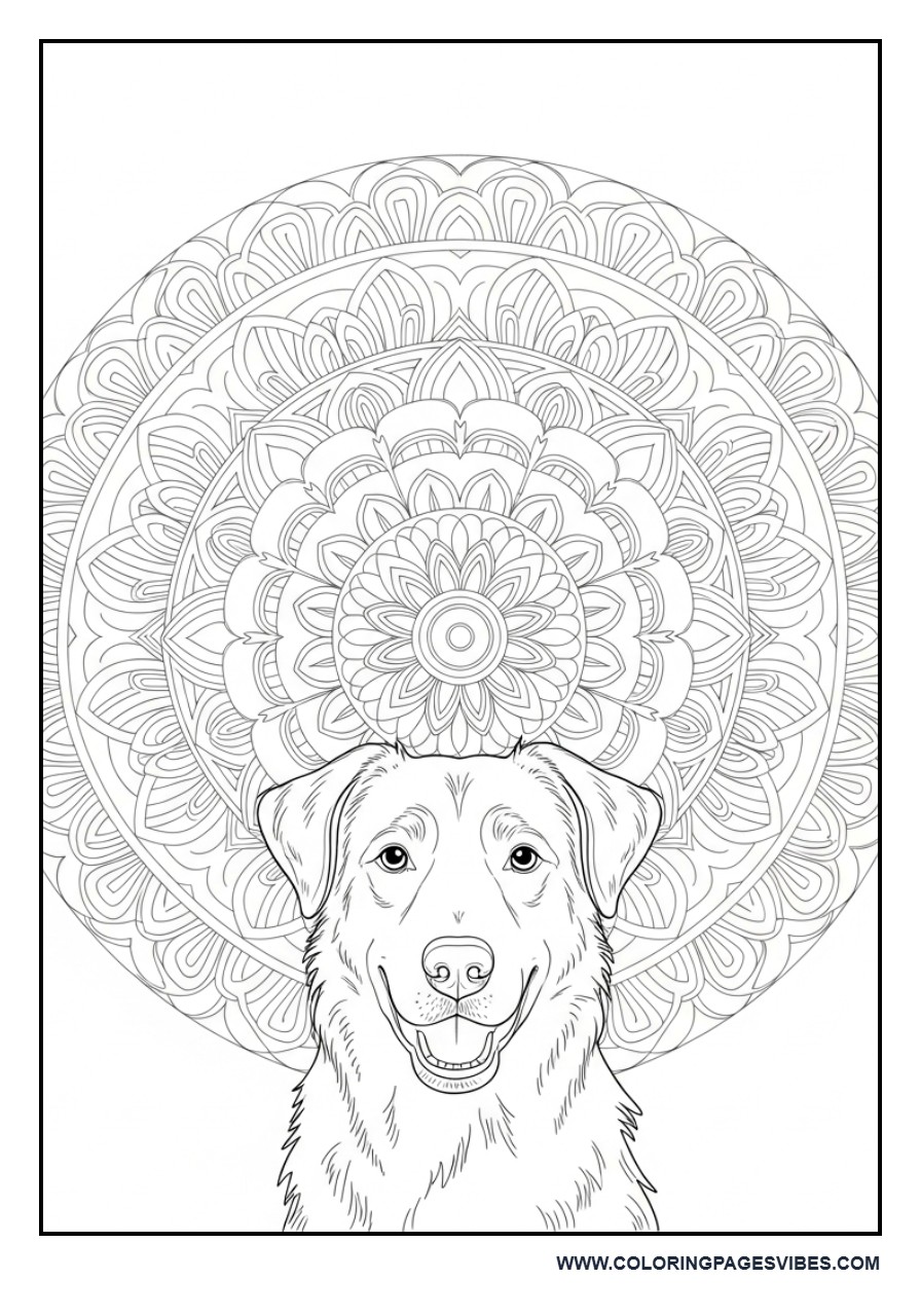 Dog with Mandala Background
