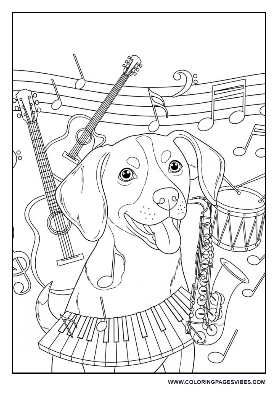 Dog with Music Theme