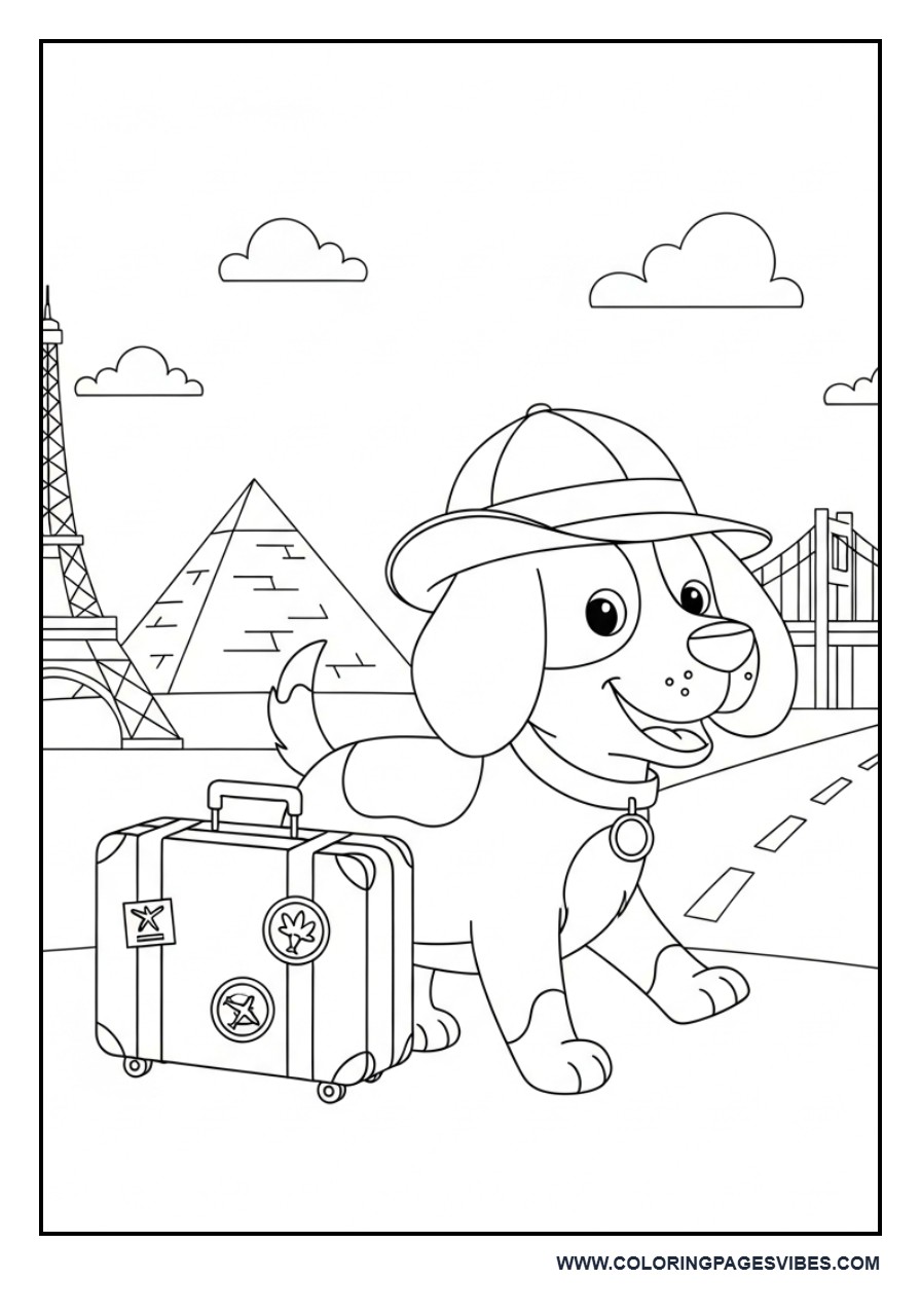 Dog with Travel Theme