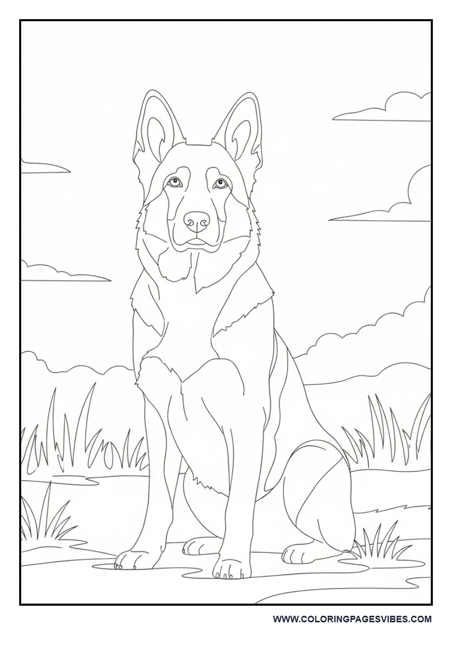 German Shepherd Sitting Alert