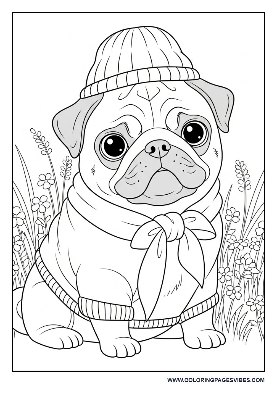 Pug Dog Sitting Cute