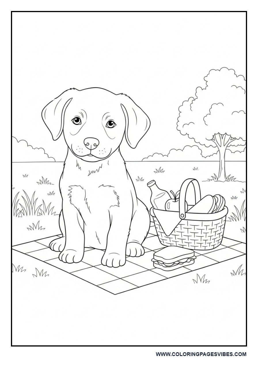 Puppy Picnic Scene