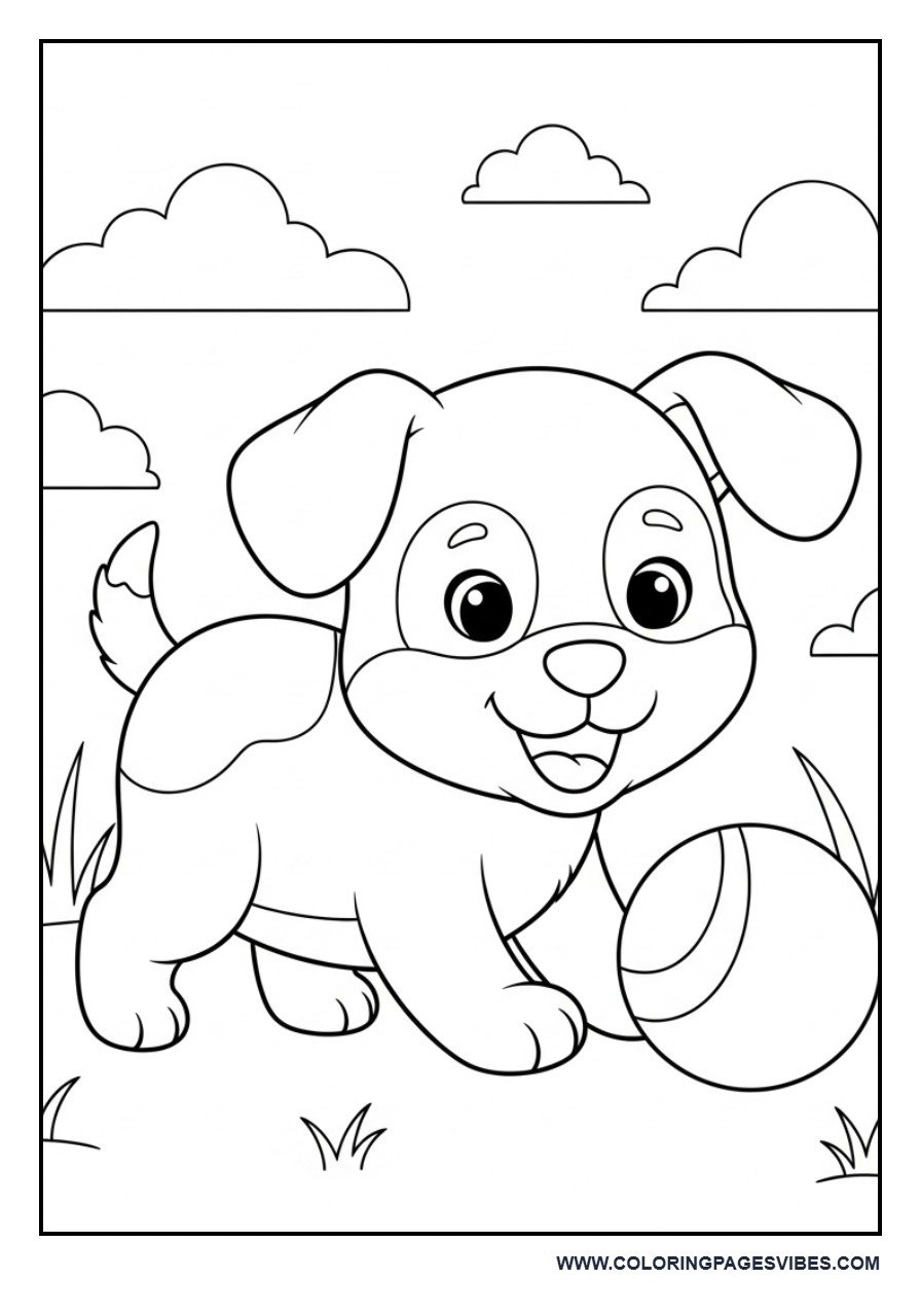 Puppy Playing with Ball in Park