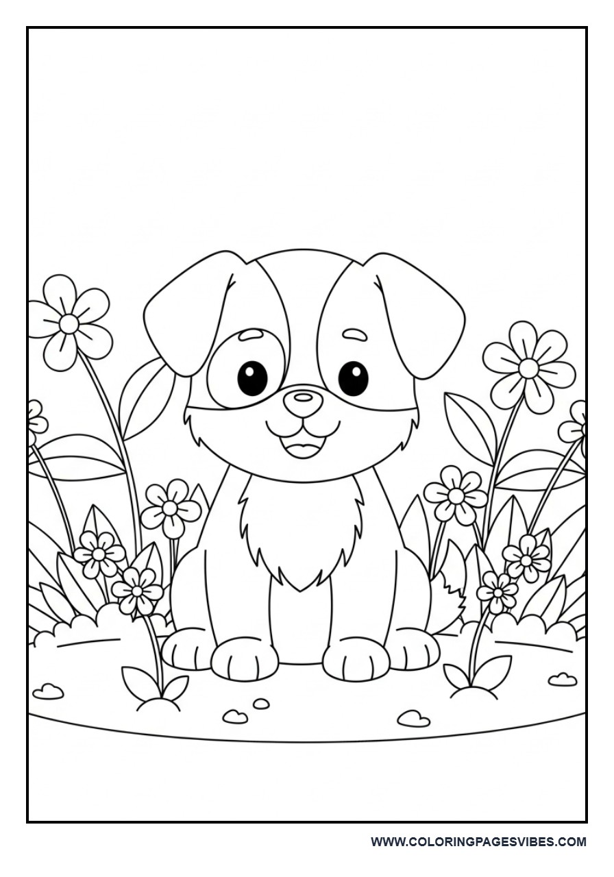 Puppy Sitting in Garden