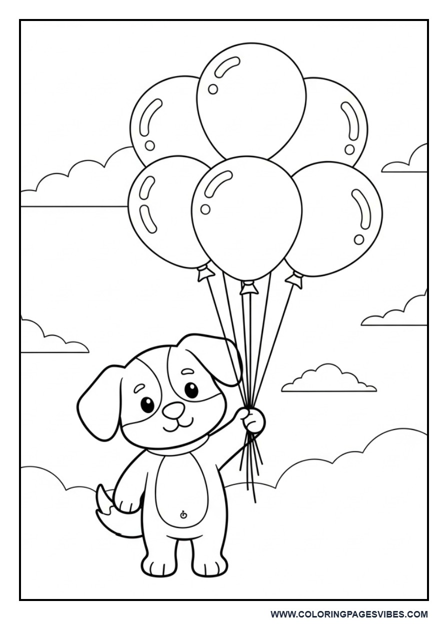 Puppy with Balloons