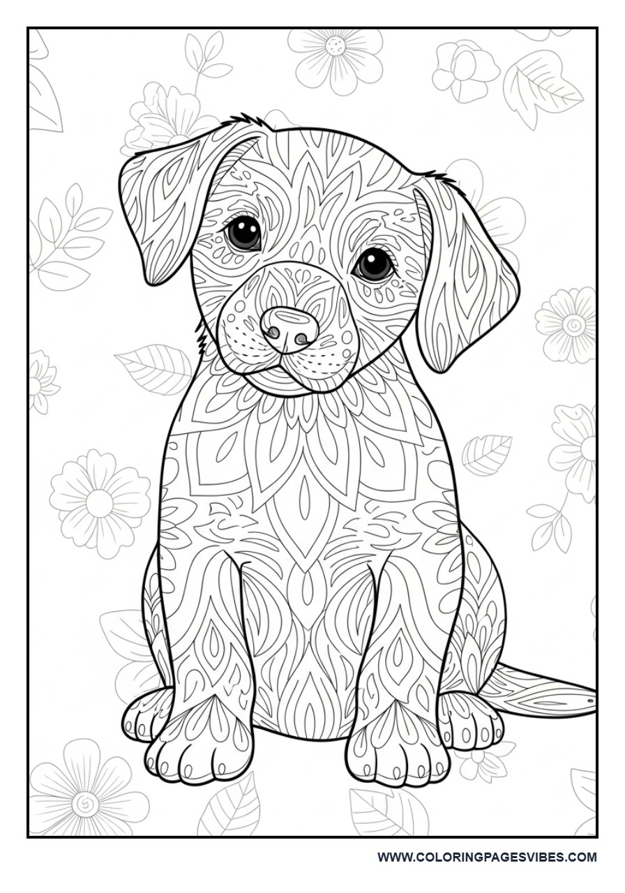 Puppy with Floral Pattern