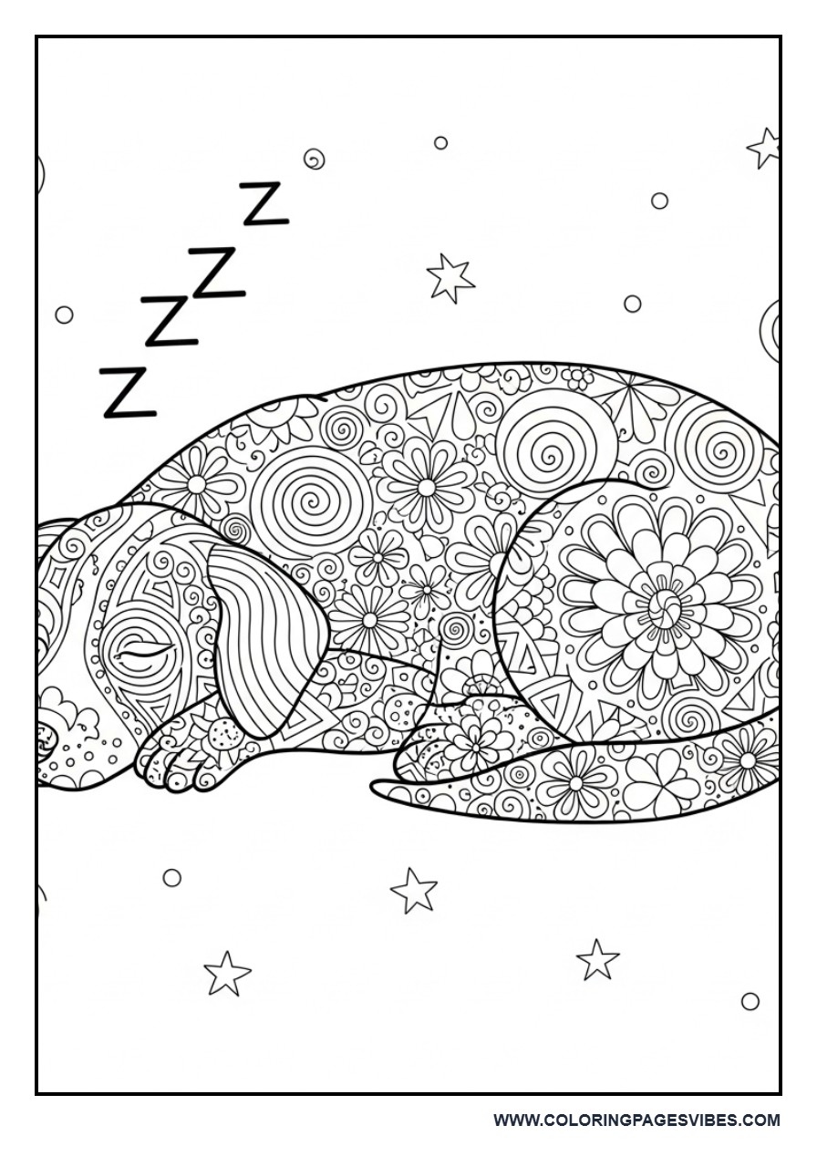 Sleeping Dog Pattern Art