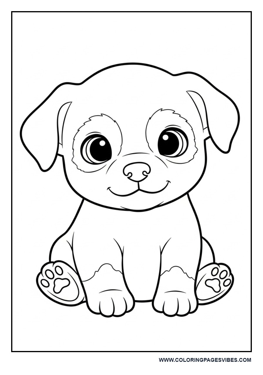 Small Puppy Sitting Front View