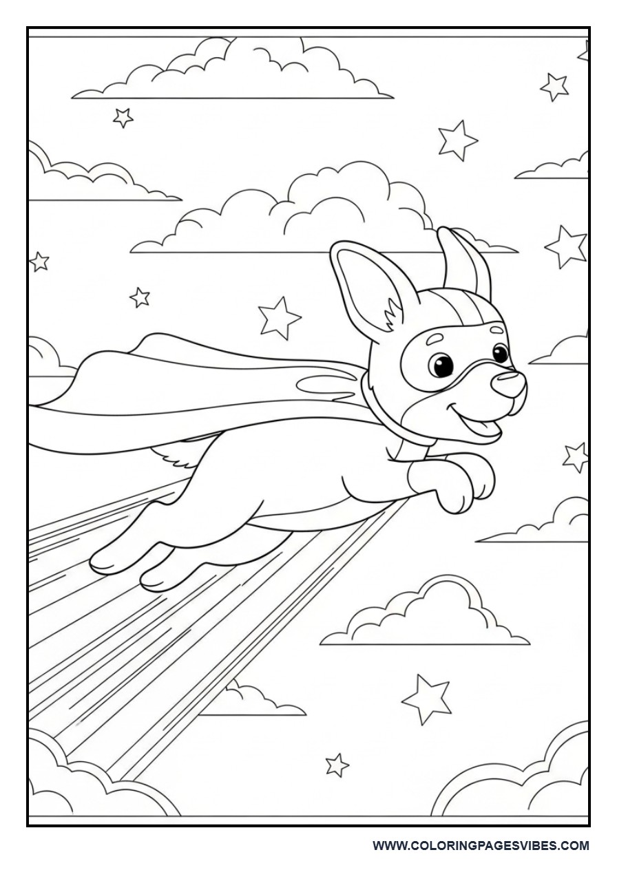 Superhero Dog Flying
