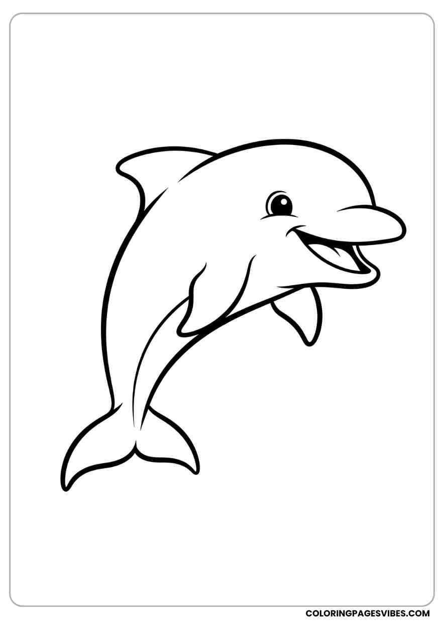 Happy Baby Dolphin Jumping Coloring Page