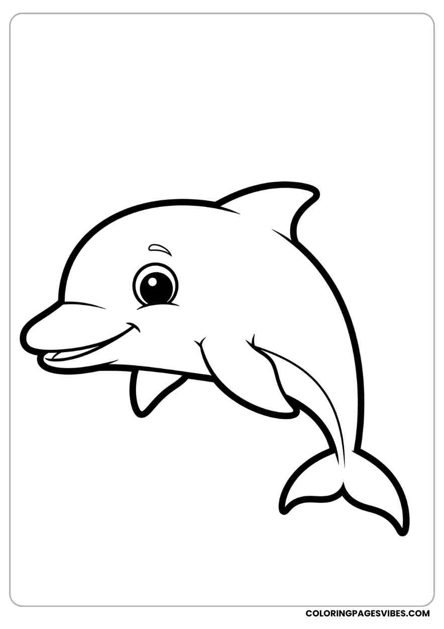 Simple Cartoon Dolphin With Big Eyes Coloring Page