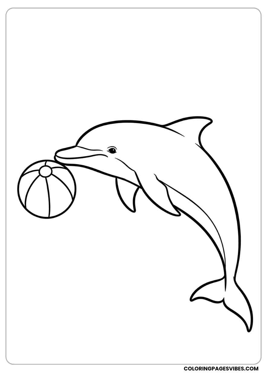 Dolphin With a Beach Ball Coloring Page
