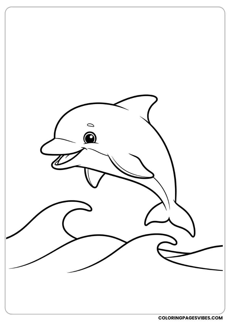 Dolphin Jumping Over Waves Coloring Page